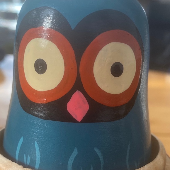 Vintage hand painted handmade wooden Owl Nesting Dolls - Picture 15 of 16